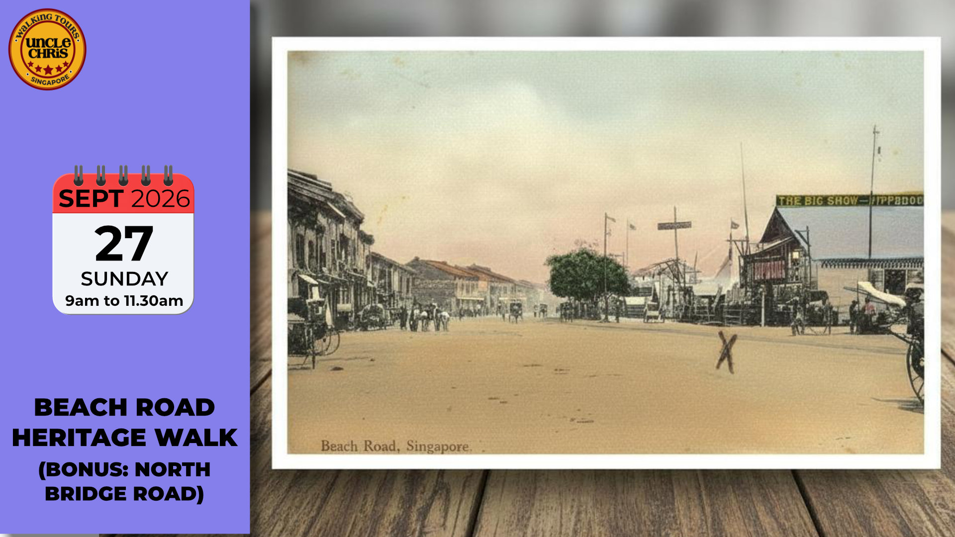 BEACH ROAD HERITAGE WALK (BONUS OF NORTH BRIDGE ROAD) Sun 27th Sept 2026 9am to 11.30am